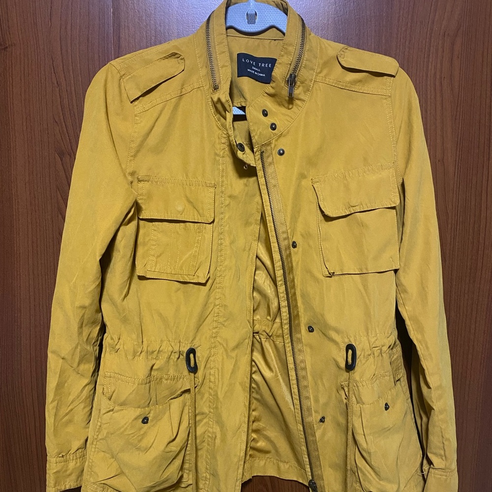 Love Tree women Yellow Mustard Spring Light Casual Utility Jacket size Small